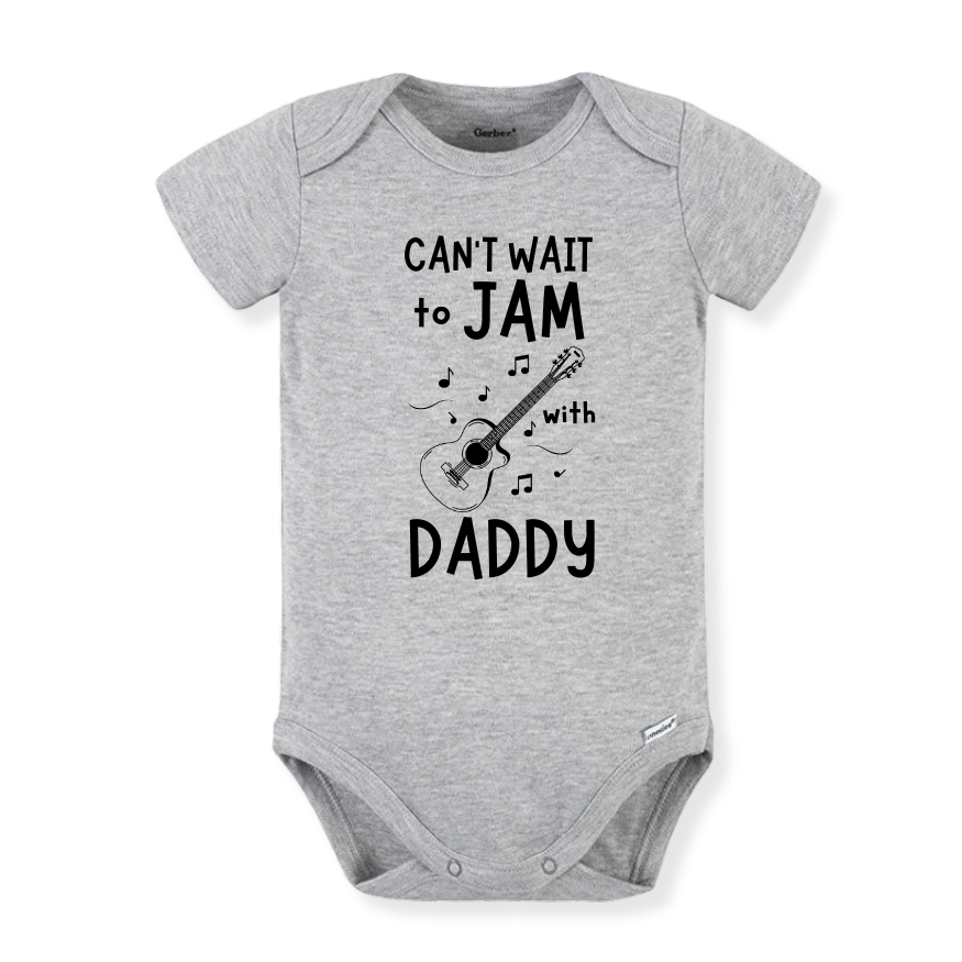 Baby Bodysuit, Kids & Toddler T-Shirt – 'Can't Wait to Jam with Daddy' Guitar Design Gift for New Dads