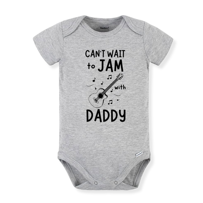 Baby Bodysuit, Kids & Toddler T-Shirt – 'Can't Wait to Jam with Daddy' Guitar Design Gift for New Dads