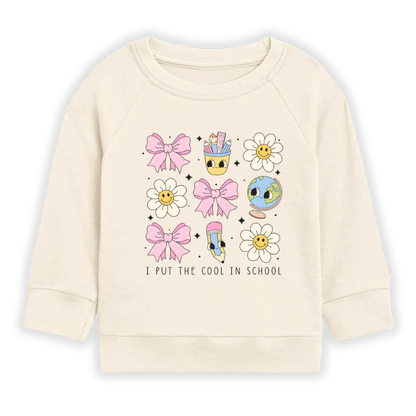 I Put the Cool in School Tshirt, Cute Kids T-Shirt & Toddler Tee Trendy Back-to-School Outfit for Girls