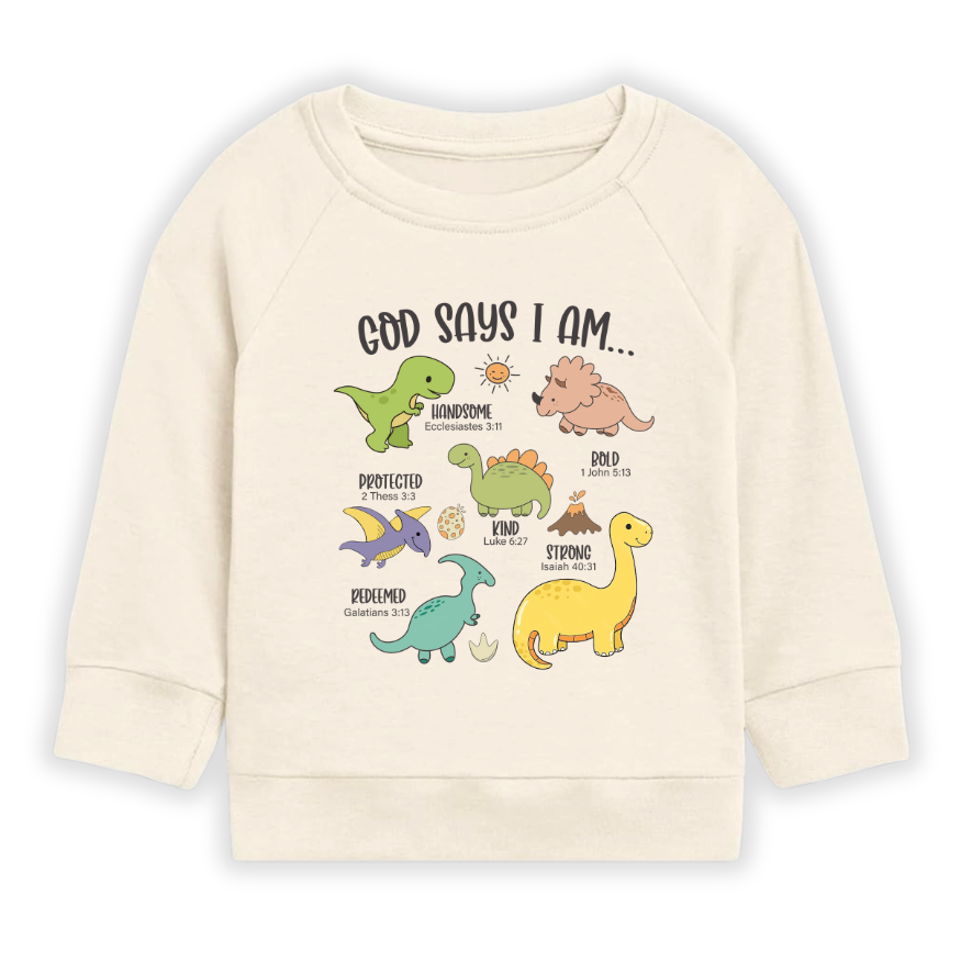 God Says I Am Dinosaur Baby Bodysuit – Dino Kids T-Shirt Toddler Tee, Religious Inspirational