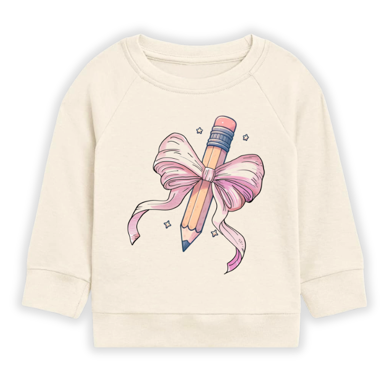 Cute Pink Bow Pencil Girls Tshirt – Kids T-Shirt & Toddler Tee for Back-to-School Trendy Outfit
