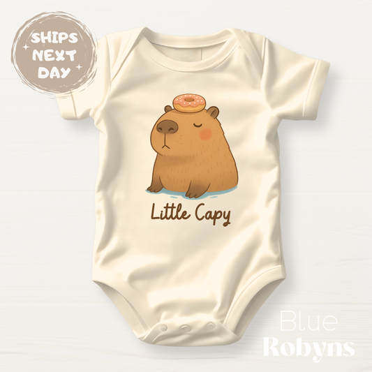 Little Capy Baby Bodysuit, Capybara Tshirt, Cute Capybara Outfit