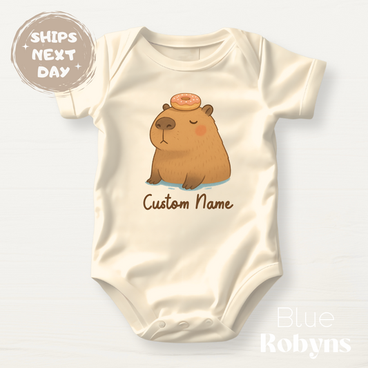 Custom Capybara Graphic Tee, Baby Bodysuit, Natural Sweatshirt