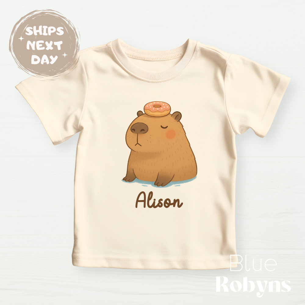 Custom Capybara Graphic Tee, Baby Bodysuit, Natural Sweatshirt