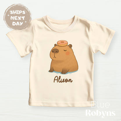 Custom Capybara Graphic Tee, Baby Bodysuit, Natural Sweatshirt