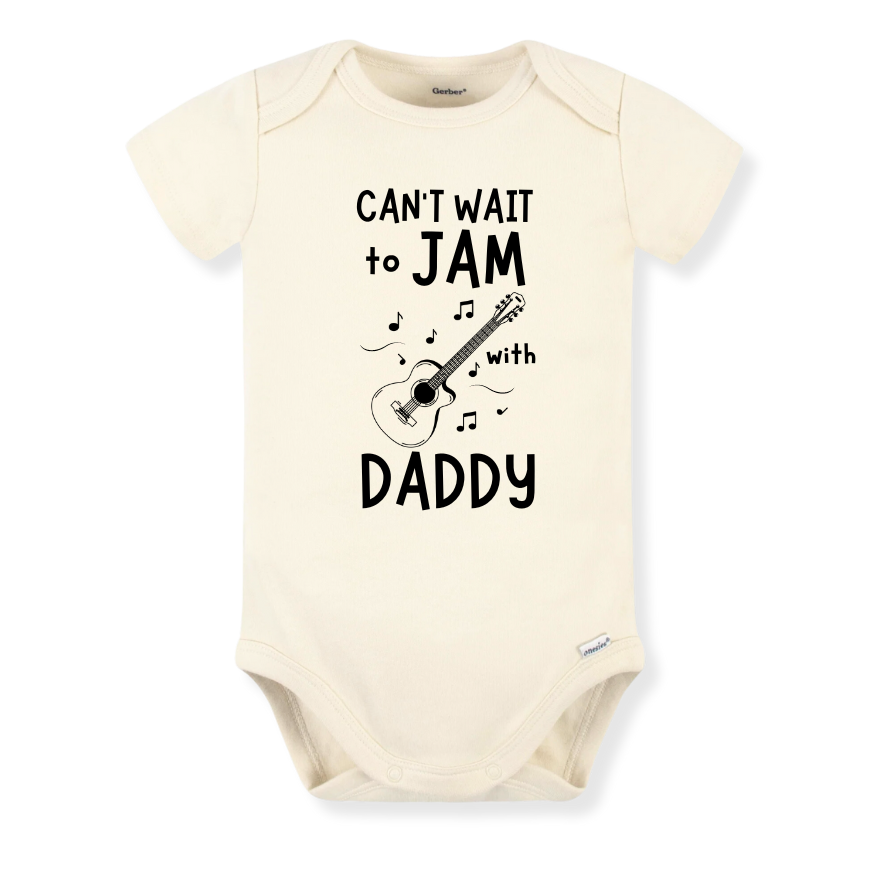 Baby Bodysuit, Kids & Toddler T-Shirt – 'Can't Wait to Jam with Daddy' Guitar Design Gift for New Dads