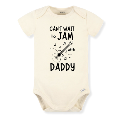 Baby Bodysuit, Kids & Toddler T-Shirt – 'Can't Wait to Jam with Daddy' Guitar Design Gift for New Dads