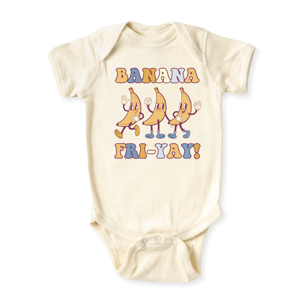 Banan Fri-Yay! Shirt Banana Baby Bodysuit, Kids & Toddler T-Shirt – Funny Friday Outfit