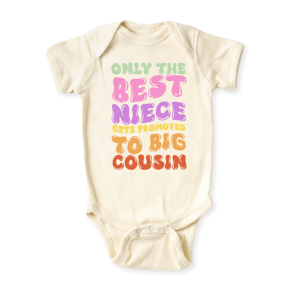 Big Cousin Announcement Baby Bodysuit, Toddler & Kids T-Shirt - Gift for Niece or Cousin