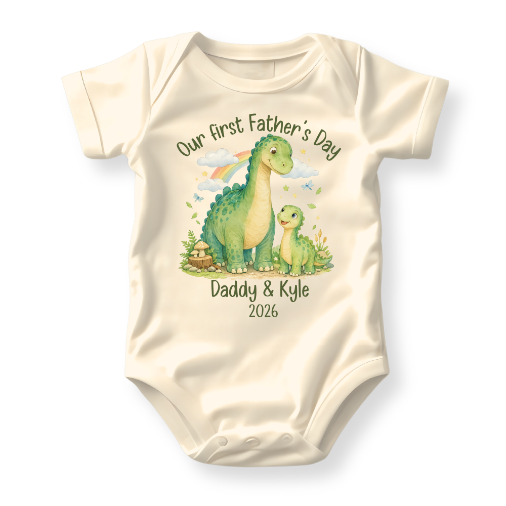 Our First Father's Day Baby Bodysuit, Dinosaur Daddy and Me Matching Outfit