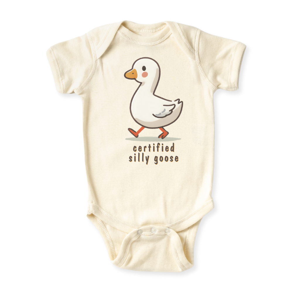 baby onesie onsie clothes girl boy funny newborn gifts outfit toddler infant apparel shirt baby shower kids unisex bodysuit little cute cool clothing silly goose animals lake river nature adventure duck boat explorer