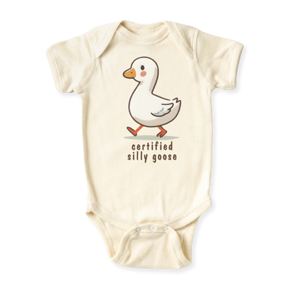 baby onesie onsie clothes girl boy funny newborn gifts outfit toddler infant apparel shirt baby shower kids unisex bodysuit little cute cool clothing silly goose animals lake river nature adventure duck boat explorer