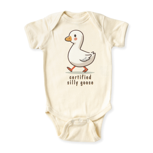 baby onesie onsie clothes girl boy funny newborn gifts outfit toddler infant apparel shirt baby shower kids unisex bodysuit little cute cool clothing silly goose animals lake river nature adventure duck boat explorer