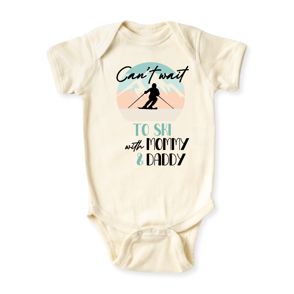 baby onesie onsie clothes girl boy funny newborn gifts outfit toddler infant apparel shirt baby shower kids unisex bodysuit little cute cool clothing mommy cotton newborn personalized ski skiing skiier snow winter