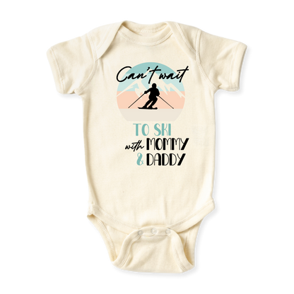 baby onesie onsie clothes girl boy funny newborn gifts outfit toddler infant apparel shirt baby shower kids unisex bodysuit little cute cool clothing mommy cotton newborn personalized ski skiing skiier snow winter