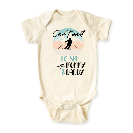 baby onesie onsie clothes girl boy funny newborn gifts outfit toddler infant apparel shirt baby shower kids unisex bodysuit little cute cool clothing mommy cotton newborn personalized ski skiing skiier snow winter