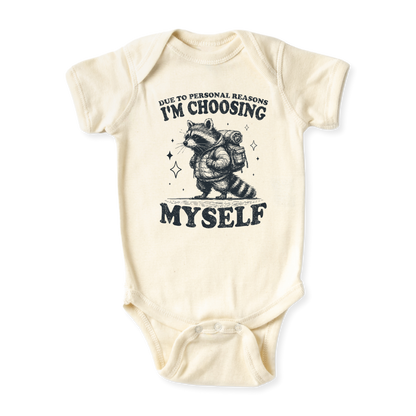 Funny Racoon Baby Bodysuit Self Care Tshirt for Kids Toddler Tee