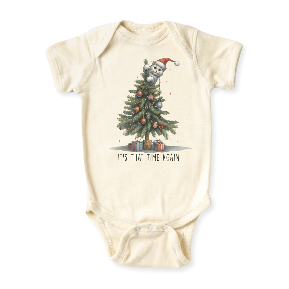 It's that time again Funny Cat Christmas Baby Bodysuit, Kids & Toddler T-Shirt – Cat Xmas Outfit