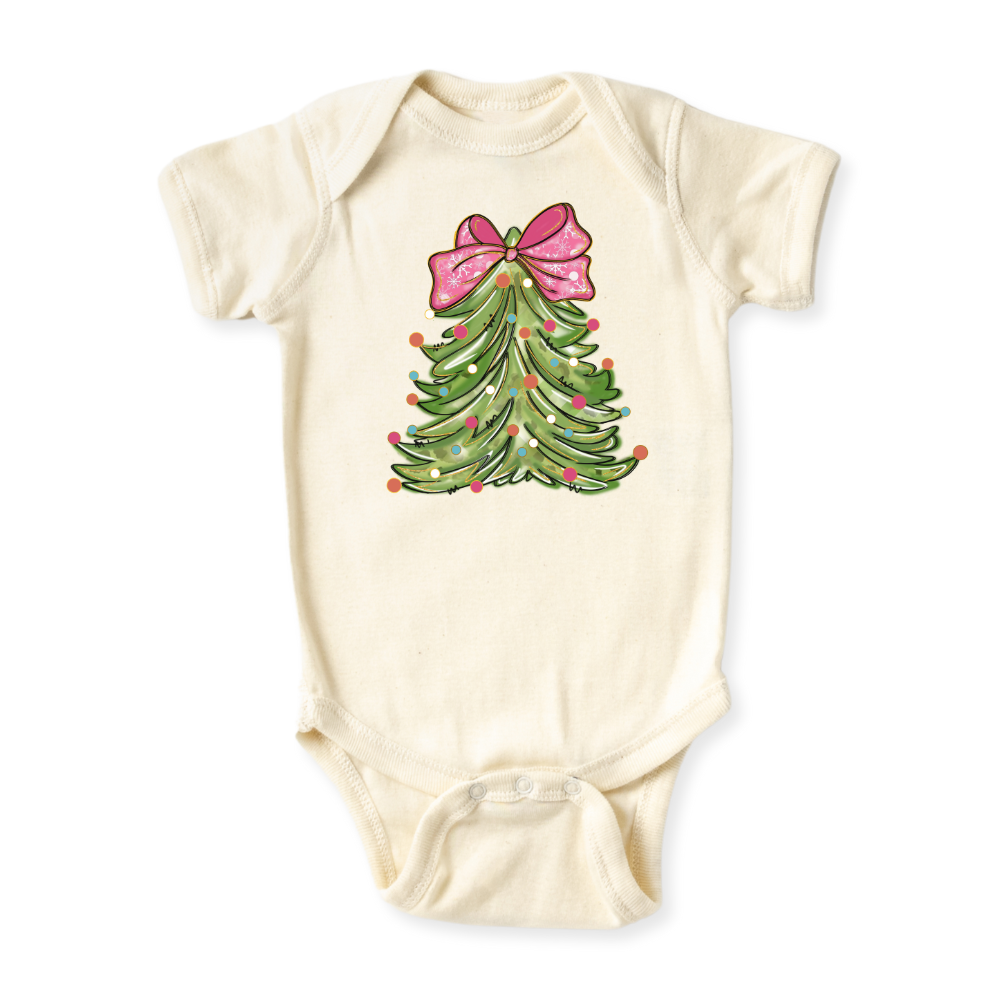 Cute Christmas Baby Bodysuit, Kids & Toddler T-Shirt – Xmas Outfit for Girls Shirt Pink Bow