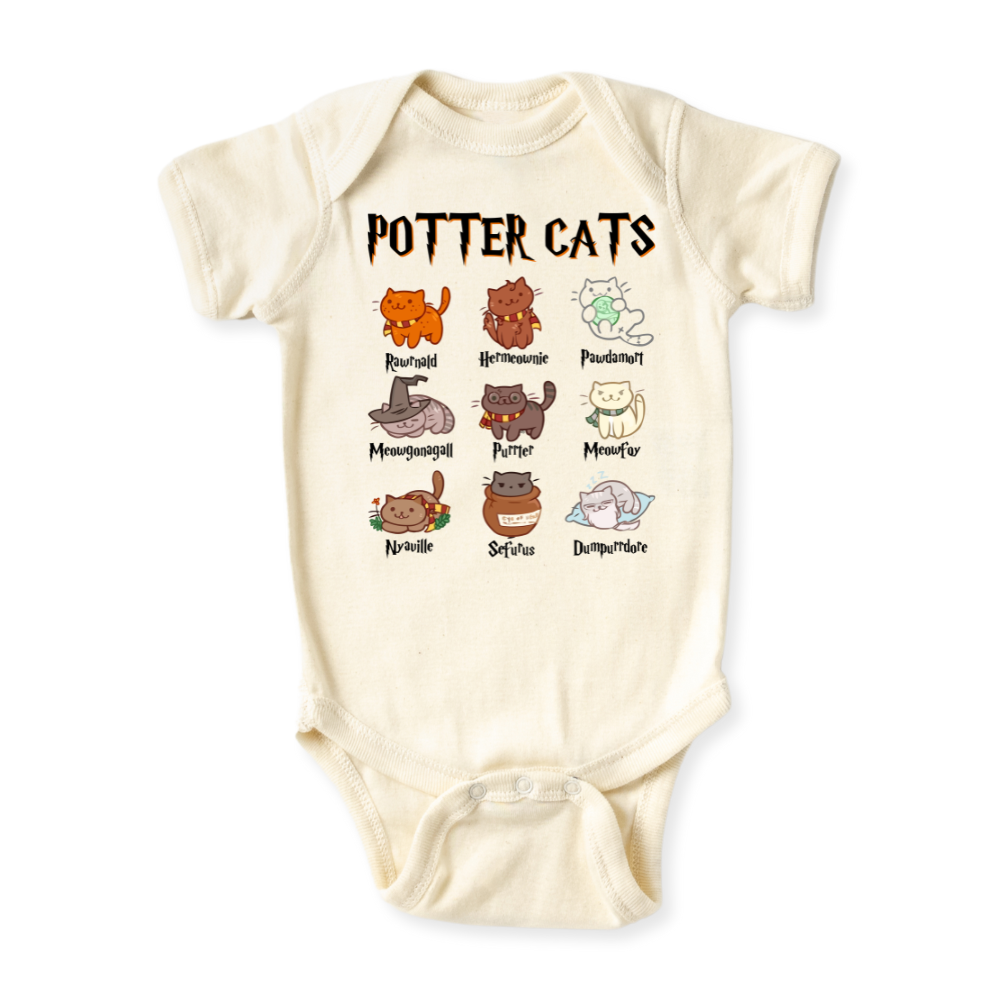 Potter Cats Tshirt Cat Baby Bodysuit Toddler & Kids T-Shirt, Cat Outfit Cat Baby Clothes