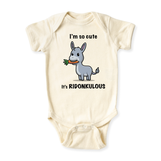 baby onesie onsie clothes girl boy funny newborn gifts outfit toddler infant apparel shirt baby shower kids unisex bodysuit little cute cool clothing mommy cotton newborn personalized ridonkulous donkey animals