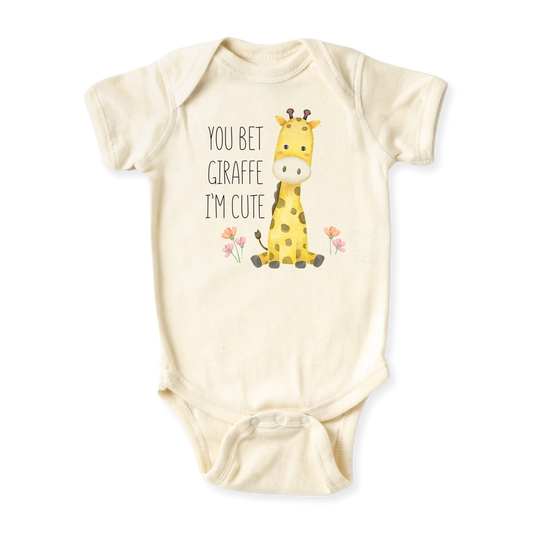 baby onesie onsie clothes girl boy funny newborn gifts outfit toddler infant apparel shirt baby shower kids unisex bodysuit little cute cool clothing mommy cotton newborn personalized giraffe i'm cute wild animals