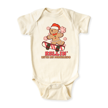 baby onesie onsie clothes girl boy funny newborn gifts outfit toddler infant apparel shirt baby shower kids unisex bodysuit little cute cool clothing skating xmas christmas gingerbread man cookie winter sakter boy