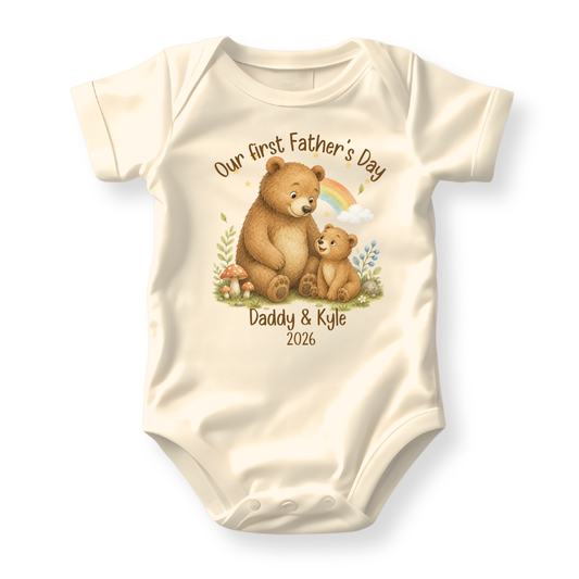 Our First Father's Day Baby Bodysuit, Baby Bear Daddy and Me Matching Outfit