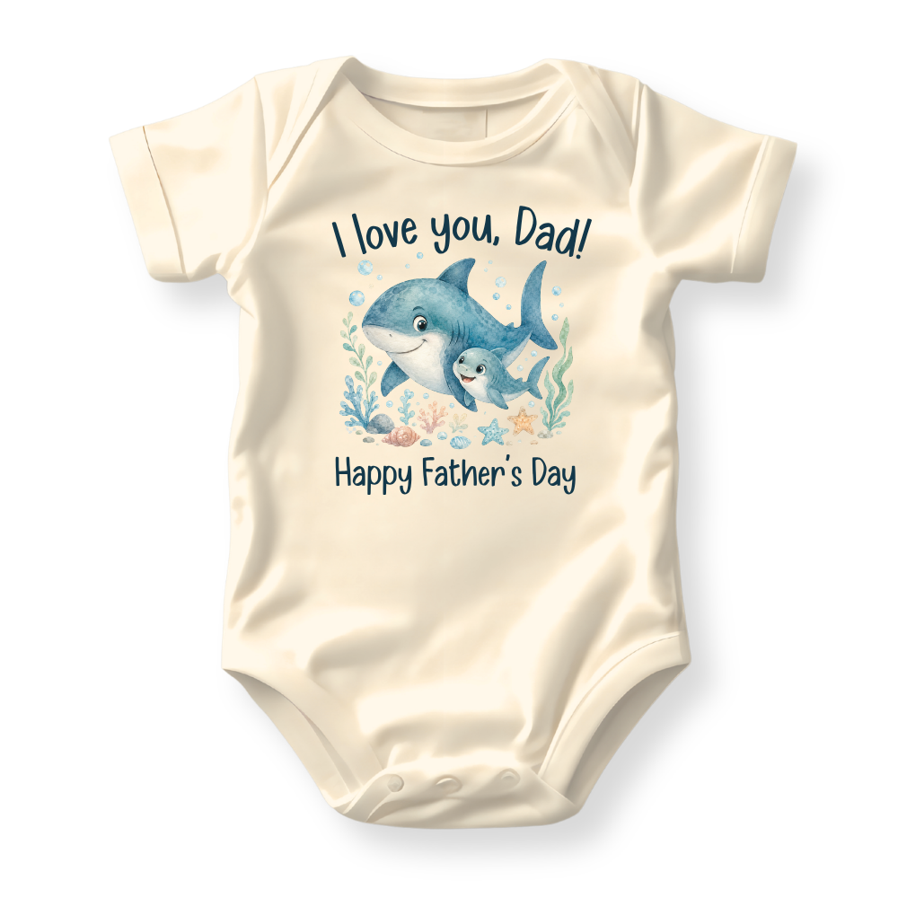 I Love You Dad - Happy Father's Day Shark Baby Bodysuit - Family Outfit
