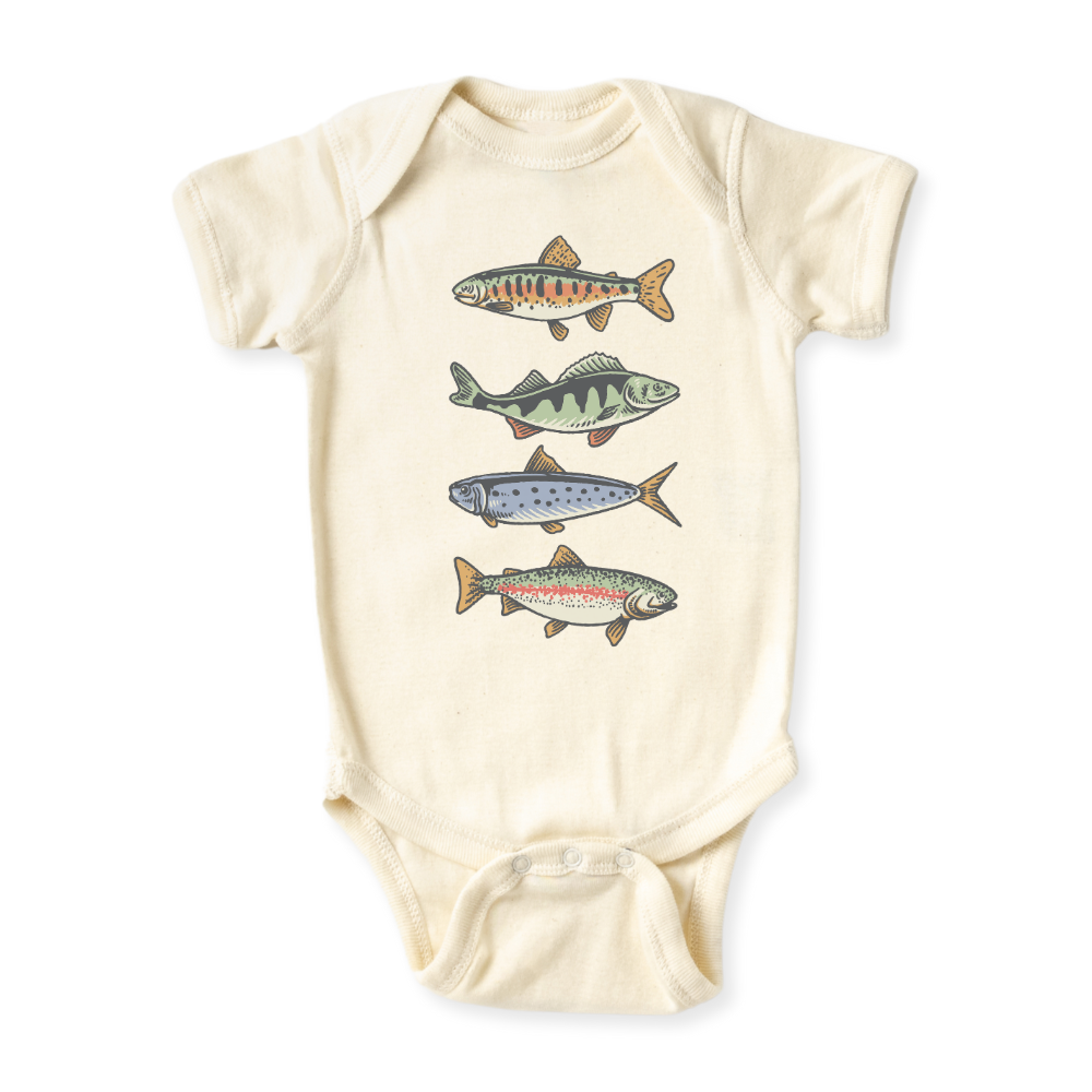 Trout Fish Baby Bodysuit Fishing Tshirt for Kids Toddler Tee Fishing Outfit Fish Sweater