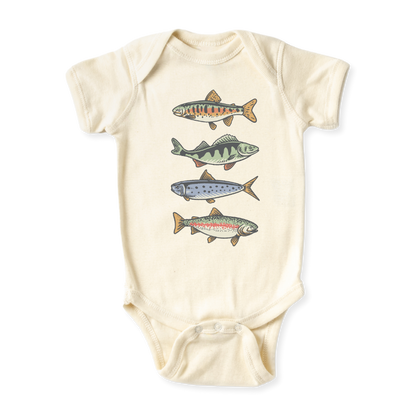 Trout Fish Baby Bodysuit Fishing Tshirt for Kids Toddler Tee Fishing Outfit Fish Sweater