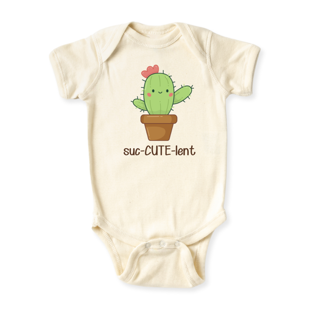 Suc-CUTE-lent Baby Bodysuit, Cute Succulent Girls Tee