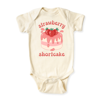 Strawberry Shortcake Dessert Sweet Baby onesie newborn onsie baby shower gift Fall Halloween Autumn baby girl toddler kids shirt tee tshirt unisex bodysuit pregnancy announcement baby surprise baby reveal Summer Strawberries Berry Cute Fruits
