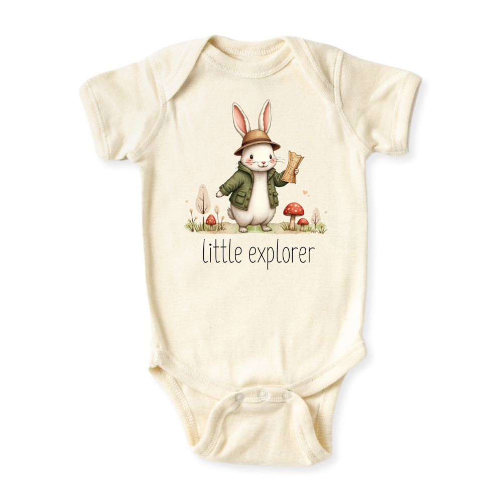 baby onesie onsie clothes girl boy funny newborn gifts outfit toddler infant apparel shirt baby shower kids unisex bodysuit little cute cool clothing mommy cotton newborn personalized explorer bunny rabbit animals