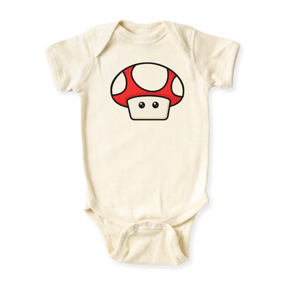 Red Mushroom Tshirt, Cute Mushroom Baby Bodysuit