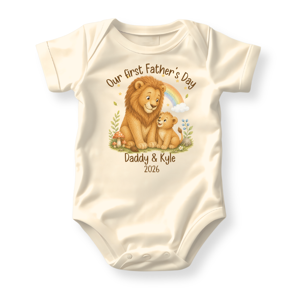 Our First Father's Day Baby Bodysuit, Lion Daddy and Me Matching Outfit