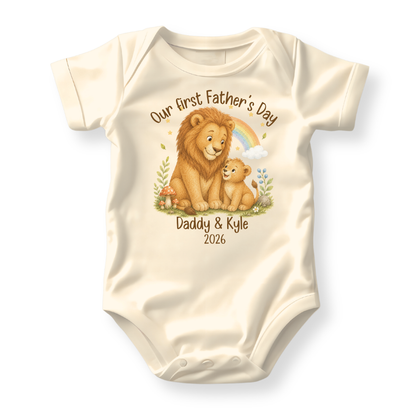 Our First Father's Day Baby Bodysuit, Lion Daddy and Me Matching Outfit