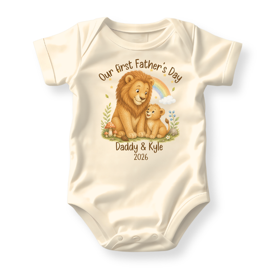 Our First Father's Day Baby Bodysuit, Lion Daddy and Me Matching Outfit