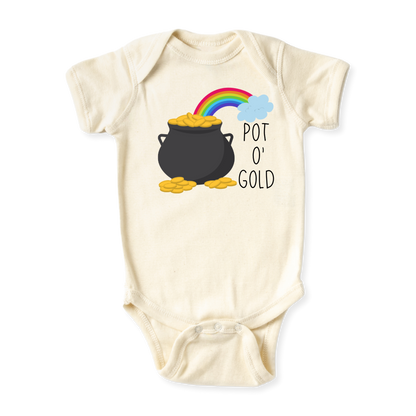 baby onesie onsie clothes girl boy funny newborn gifts outfit toddler infant jersey apparel daddy shirt baby shower kids unisex bodysuit little cute cool clothing mommy cotton newborn Pot Of Gold Rainbow saint patrick