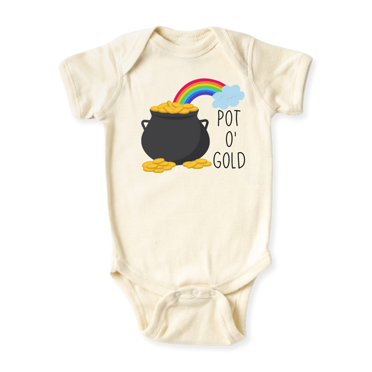 baby onesie onsie clothes girl boy funny newborn gifts outfit toddler infant jersey apparel daddy shirt baby shower kids unisex bodysuit little cute cool clothing mommy cotton newborn Pot Of Gold Rainbow saint patrick