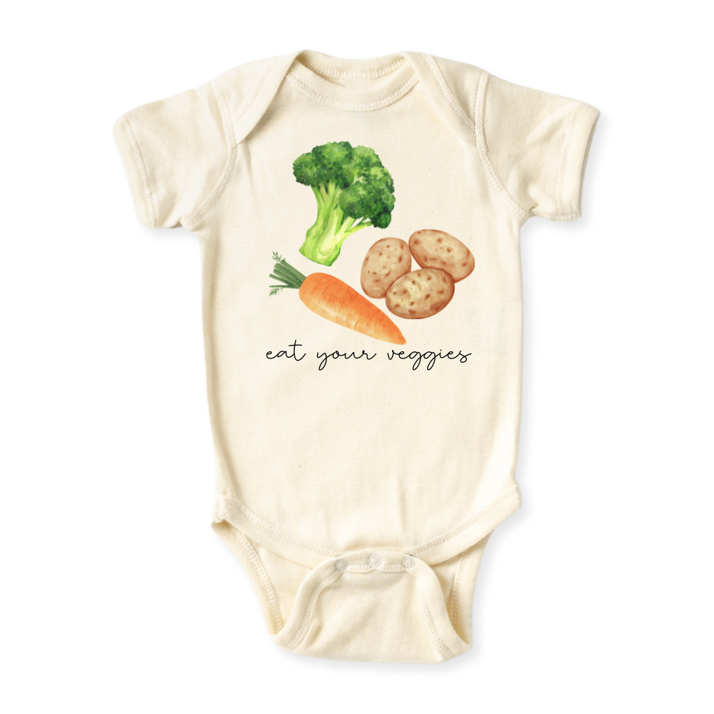 baby onesie onsie clothes girl boy funny newborn gifts outfit toddler infant apparel shirt baby shower kids unisex bodysuit little cute cool clothing mommy cotton newborn veggies vegan vegeterian potato brocolli 