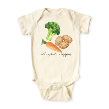 baby onesie onsie clothes girl boy funny newborn gifts outfit toddler infant apparel shirt baby shower kids unisex bodysuit little cute cool clothing mommy cotton newborn veggies vegan vegeterian potato brocolli 
