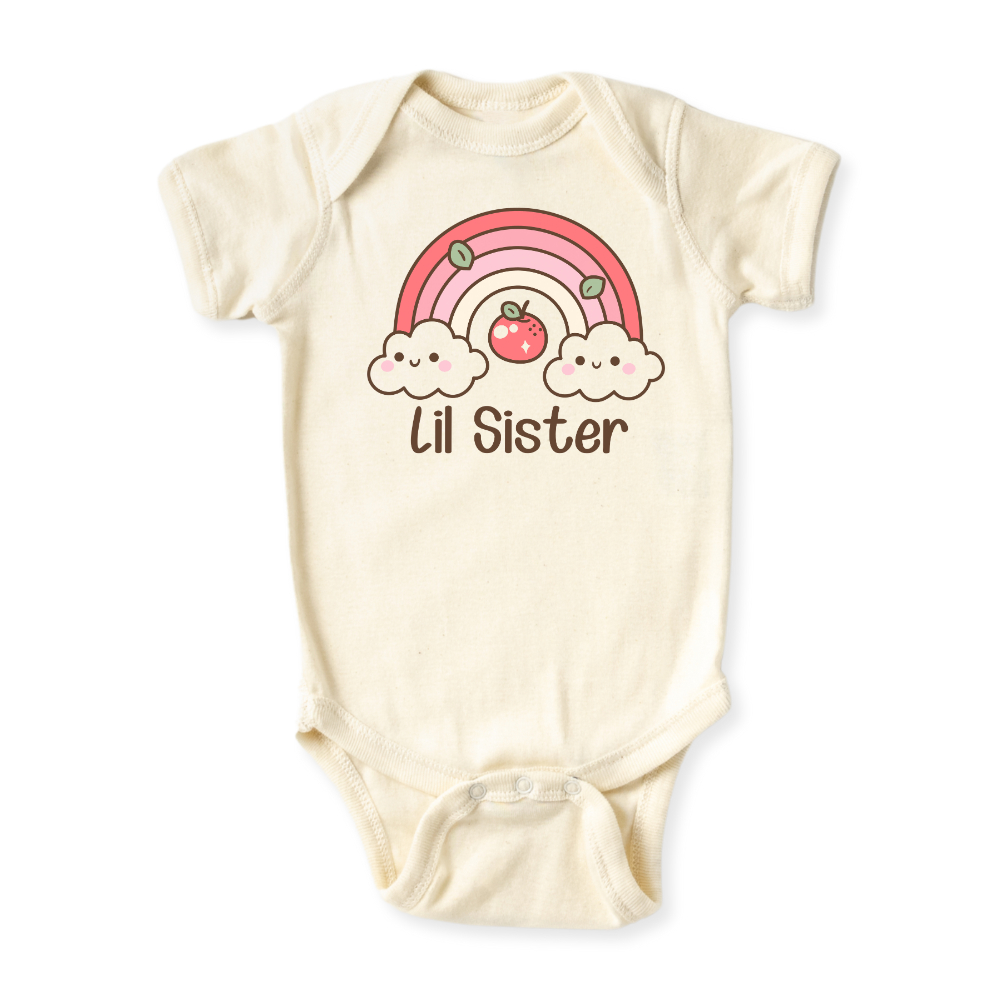 Lil Sister Rainbow Baby Bodysuit, Rainbow Sister Matching Tee
