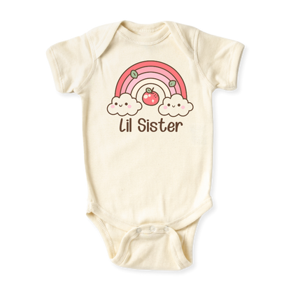 Lil Sister Rainbow Baby Bodysuit, Rainbow Sister Matching Tee