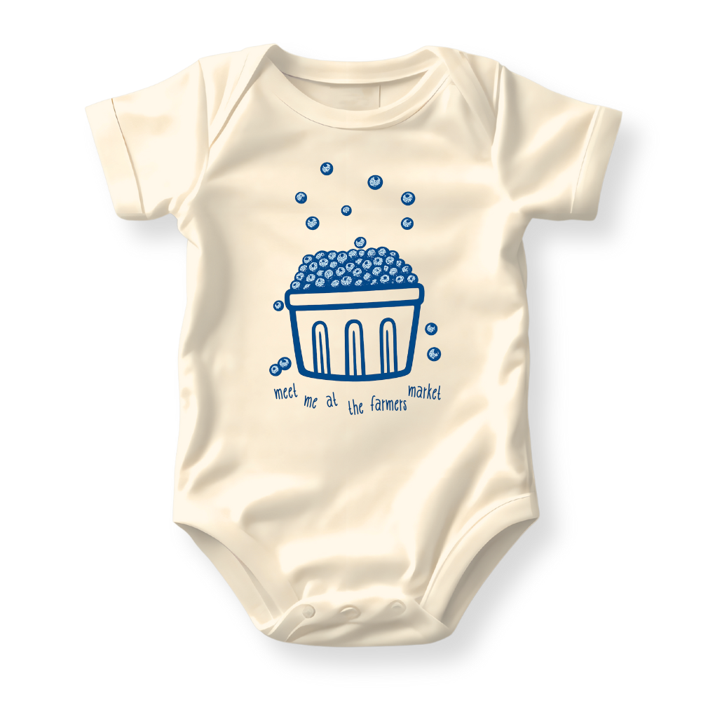 Meet Me at the Farmers Market Blueberry Basket Shirt – Baby Onesie | Toddler & Kids Tee | Unisex Summer Outfit