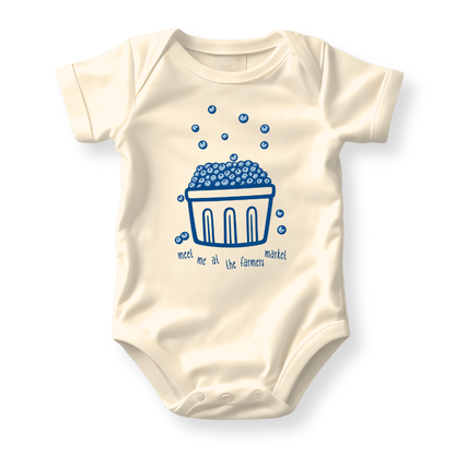 Meet Me at the Farmers Market Blueberry Basket Shirt – Baby Onesie | Toddler & Kids Tee | Unisex Summer Outfit
