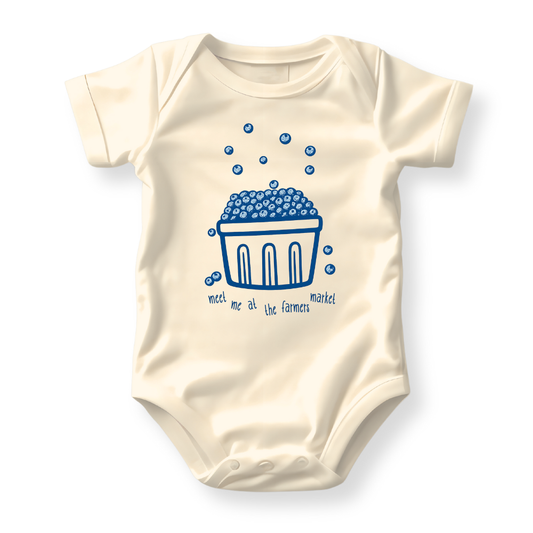 Meet Me at the Farmers Market Blueberry Basket Shirt – Baby Onesie | Toddler & Kids Tee | Unisex Summer Outfit
