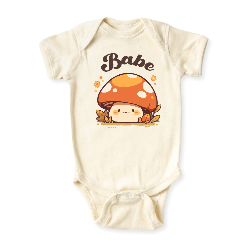 Babe Mushroom cute Baby onesie newborn onsie baby shower gift Fall Halloween Autumn baby girl toddler kids shirt tee tshirt unisex bodysuit pregnancy announcement baby surprise baby reveal christmas gift ideas mothers day birthday outfit