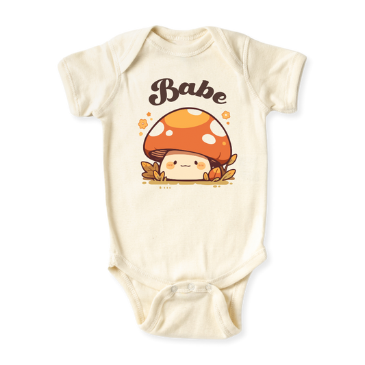 Babe Mushroom cute Baby onesie newborn onsie baby shower gift Fall Halloween Autumn baby girl toddler kids shirt tee tshirt unisex bodysuit pregnancy announcement baby surprise baby reveal christmas gift ideas mothers day birthday outfit