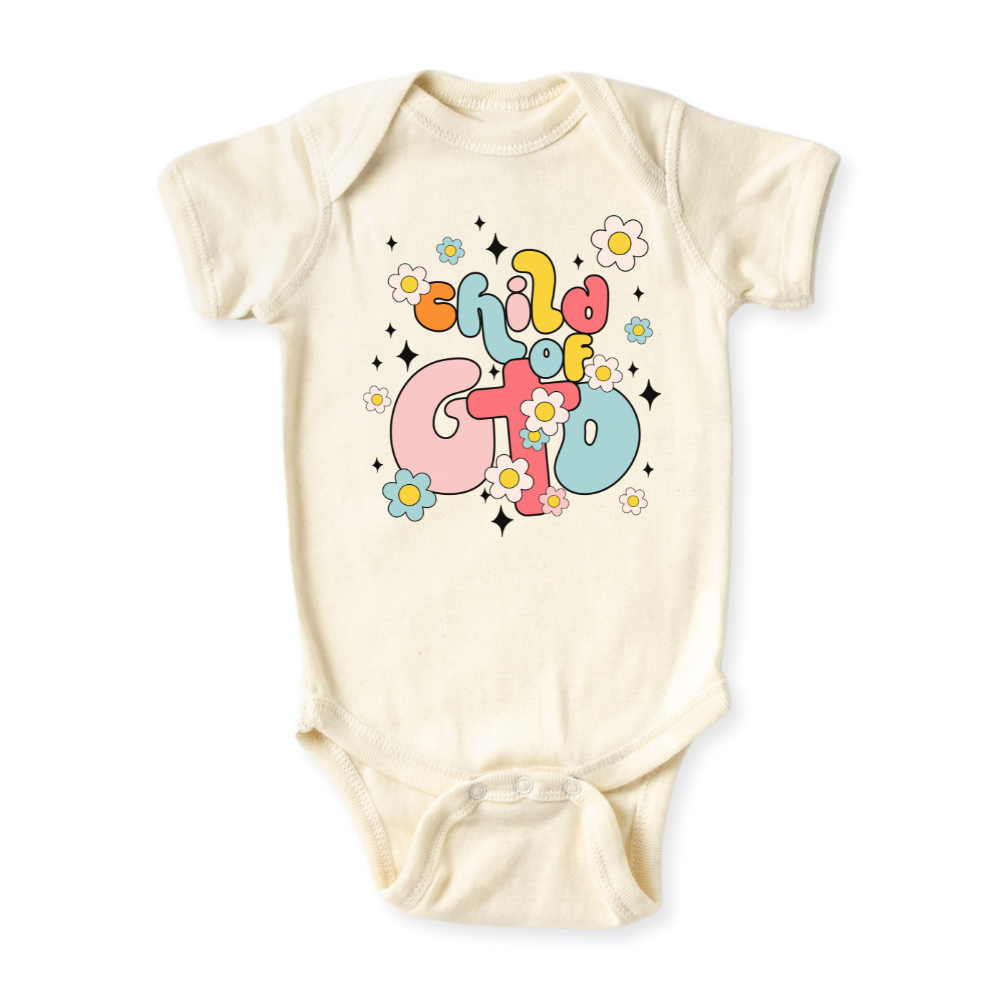 Child of God Baby Bodysuit Retro Flower Tshirt for Kids Toddler Tee Cute Baby Gift for Baby Girl Outfit